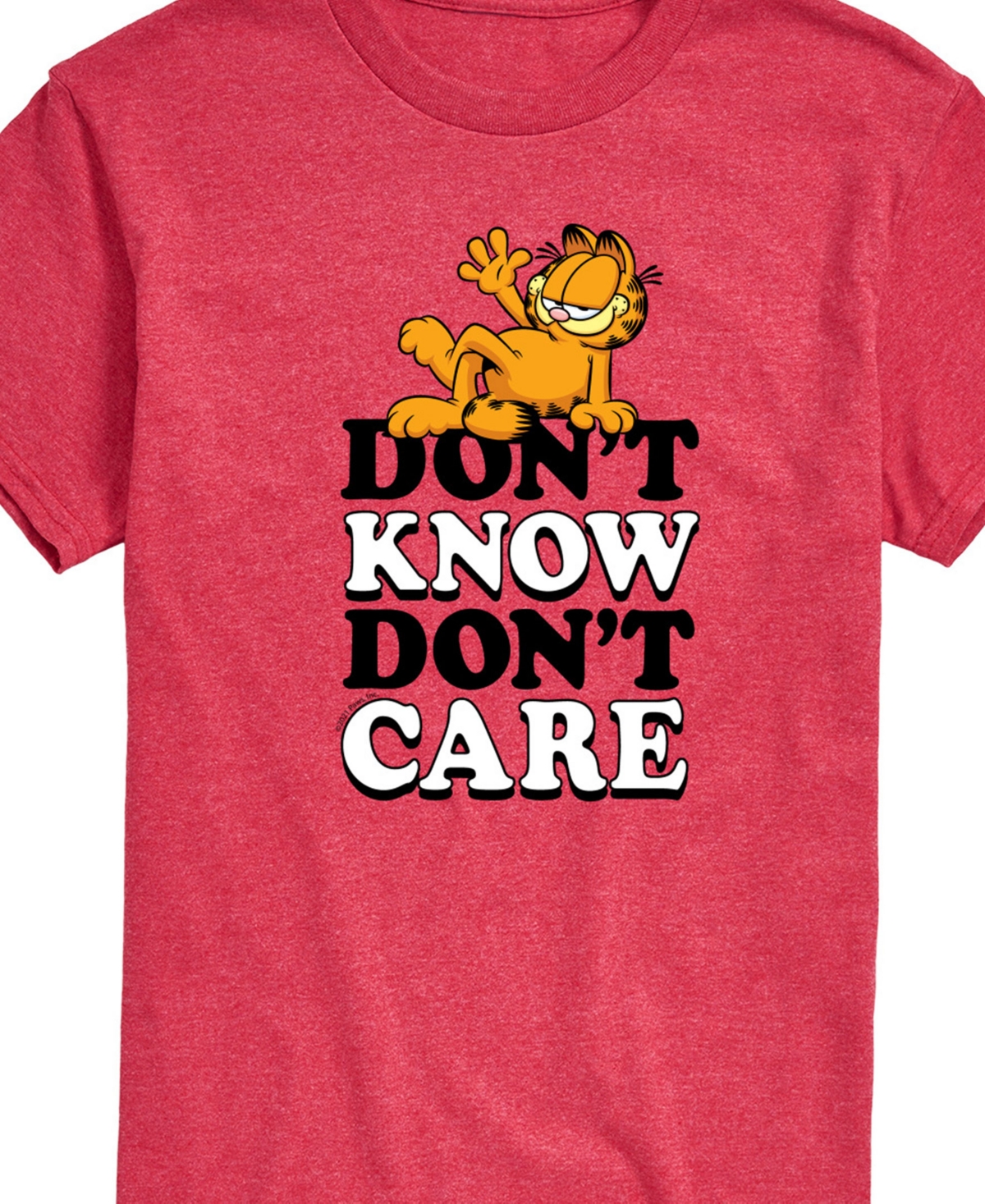 Airwaves Men's Garfield Don't Know Don't Care Short Sleeve T-shirt In Red