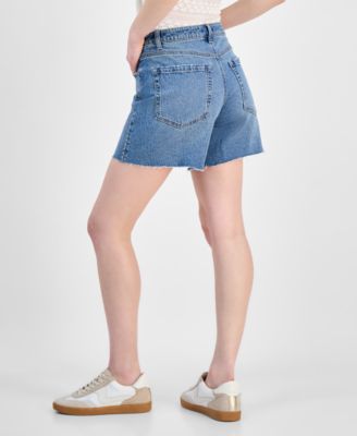 Women's High-Rise Raw-Edge-Hem Shorts, Exclusively at Macy's 