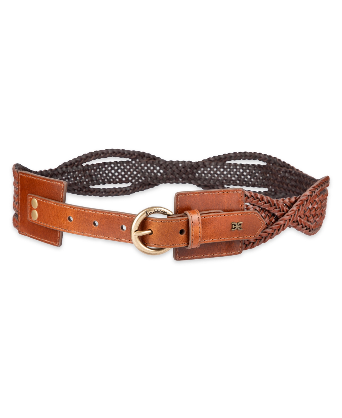 Women's Genuine Leather Twisted Braid Belt - Mustard