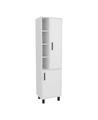 Pinal Linen Cabinet with Open Storage and 2 Doors, White