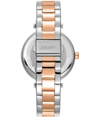 Women's Essential Logo Dark Blue Dial Red Gold Two-Tone Stainless Steel Bracelet Watch 38mm