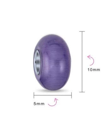 Set of 2 Smooth Opaque Multi Colors Murano Glass Charm Bead Sterling Silver Core