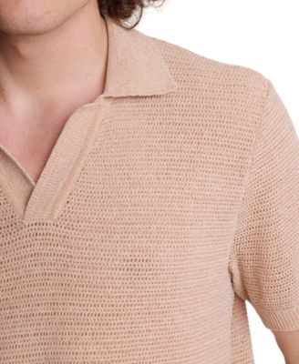 Men's Slim Fit Short Sleeve Open Collar Knit Polo Sweater