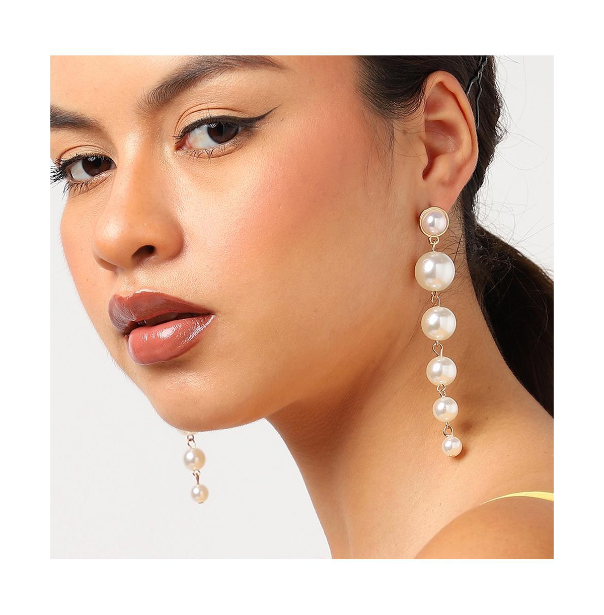 Sohi Women's Pearl Statement Drop Earrings