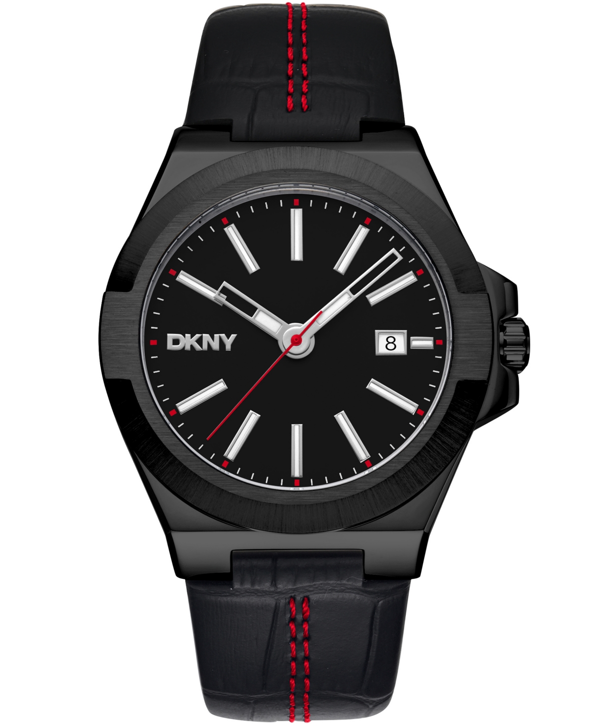 Men's Modernist Black Leather Strap Watch, 42mm - Black