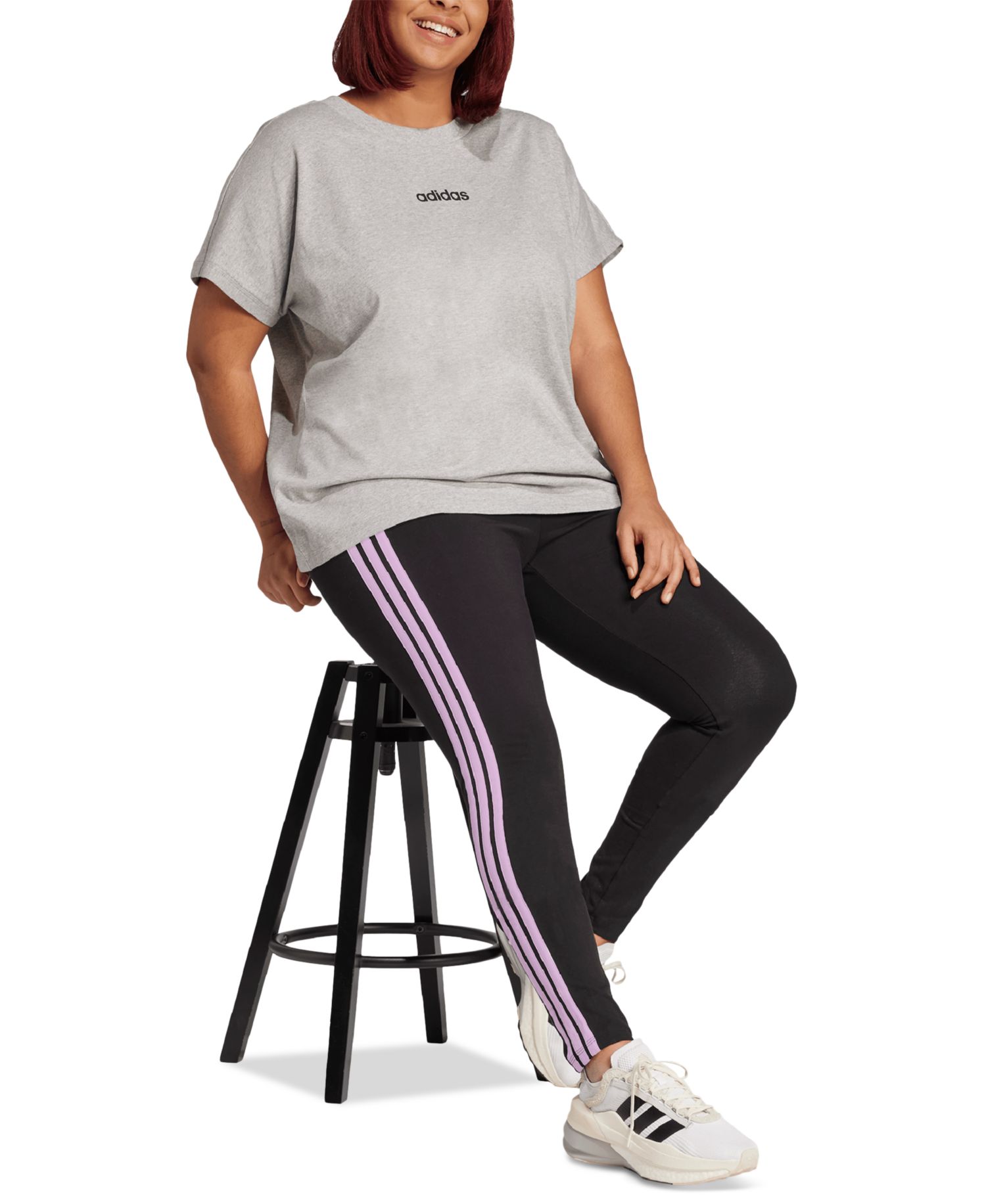 Plus Size Essentials 3-Stripes Cotton Leggings