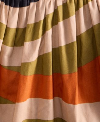 Women's Cotton Pleated-Bodice Tie-Back Midi Dress