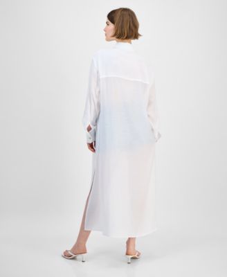 Women's Oversized Button-Front Long-Sleeve Shirt, Exclusively at Macy's