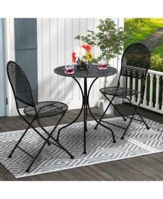 3 PCS Patio Bistro Set All-weather Metal Table & Chair Set for 2 Person Modern Furniture Set