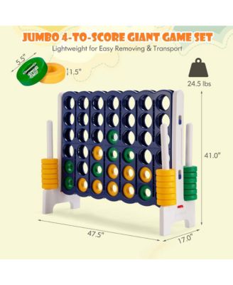 Jumbo 4-to-Score Game Set Giant 4 in A Row Kids Adults w/ 42 Jumbo Rings