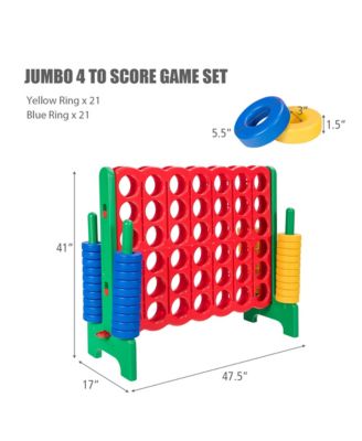 Jumbo 4-to-Score Game Set Giant 4 in A Row Kids Adults 42 Jumbo Rings