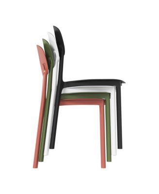 7-Piece Outdoor Rectangular Metal Patio Dining Table Set With Mid-Century Modern Stackable Patio Side Chairs