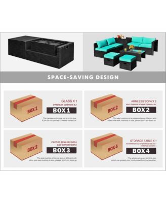 8PCS Rattan Patio Sectional Furniture Set w/ Waterproof Cover & Cushions