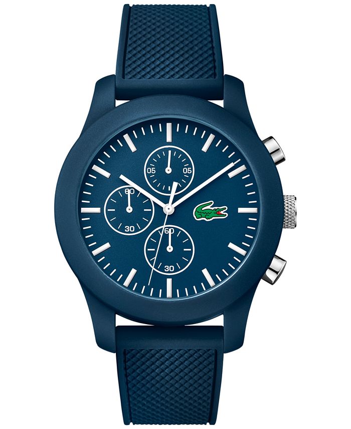 Lacoste Men's Chronograph 12.12 Blue Silicone Strap Watch 44mm 2010824 Macy's