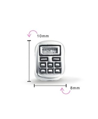 Set of 2 Latte Travel Mug Cup Coffee and Calculator Charm Bead Sterling Silver