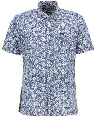 Men's Jackstone Short Sleeve Button-Front Leaf Print Shirt