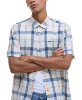 Men's Croft Short Sleeve Button-Front Tartan Pattern Shirt