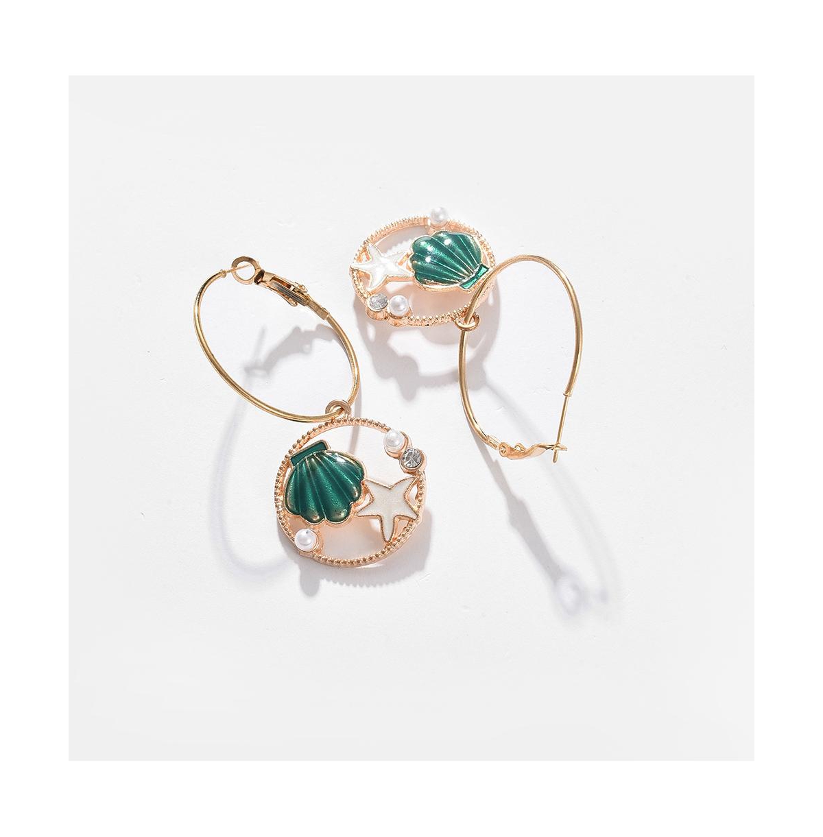 Sohi Women's Under-the-sea Hoop Earrings In Green