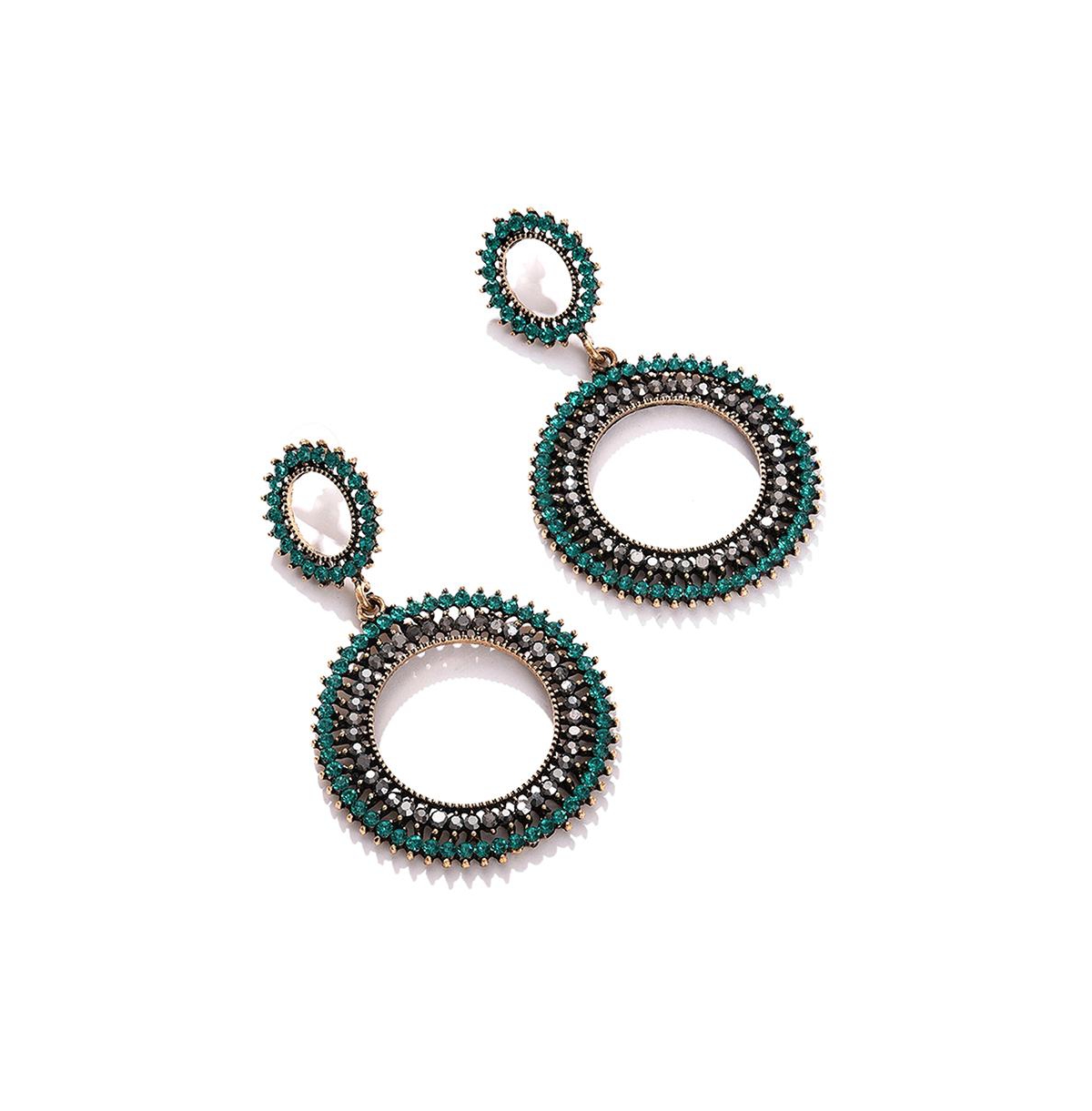 Sohi Green Color Gold Plated Designer Stone Drop Earring In Green
