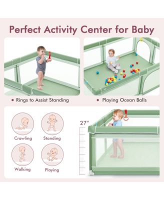 Baby Playpen Extra-Large Safety Fence w/ Ocean Balls & Rings