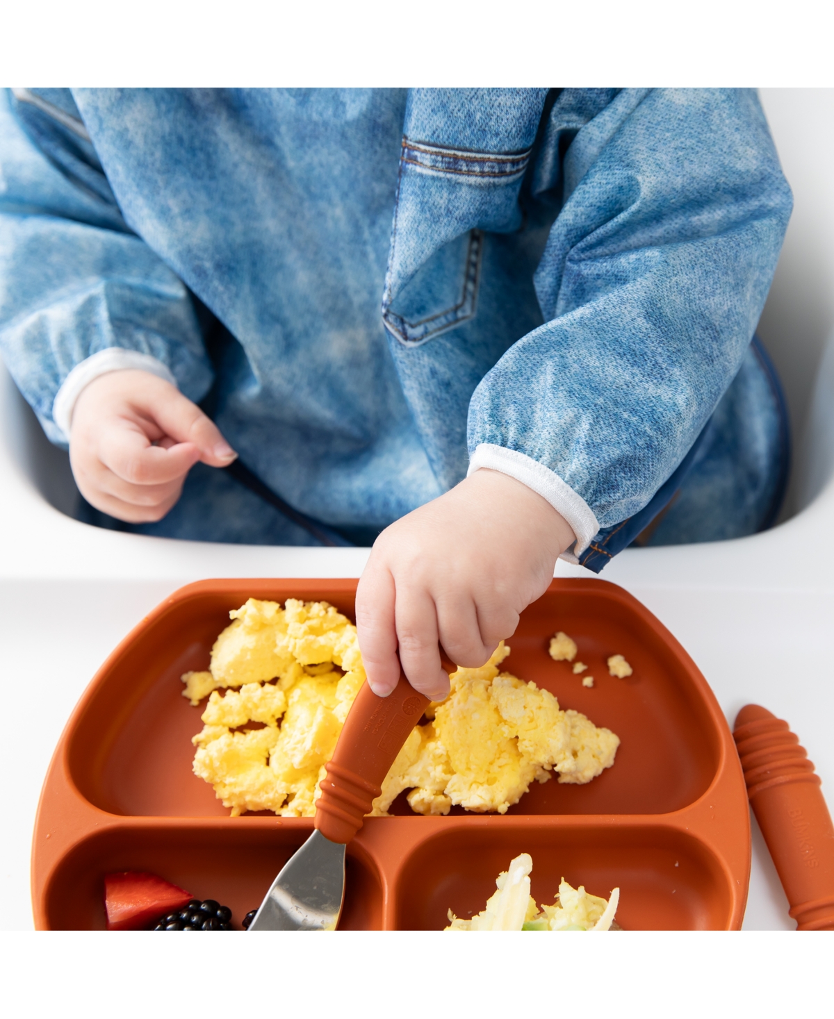 Bumkins Denim Print Sleeved Bib