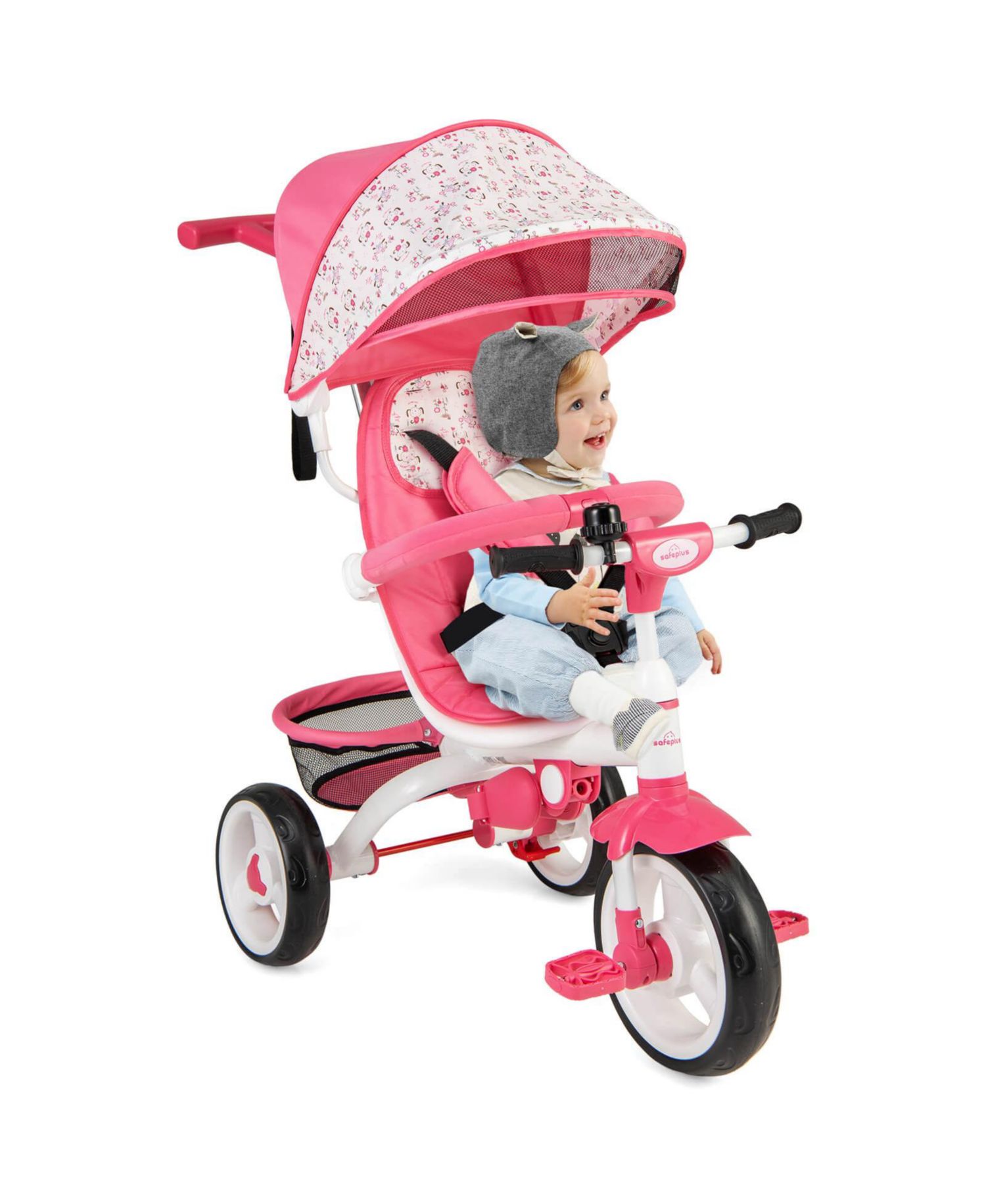 Baby Tricycle Stroller 6-in-1 Kids Push Trike with Removable