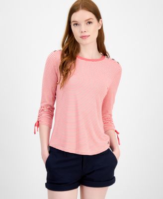 Tommy Hilfiger - Women's Striped Ruched-Sleeve Top