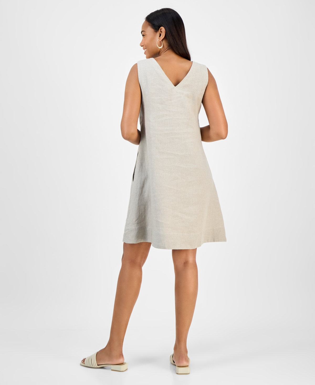 Charter Club Women's Embellished 100% Linen Mini Dress, Exclusively At Macy's