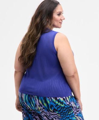 Trendy Plus Size Sheer Sweater-Knit Tank
