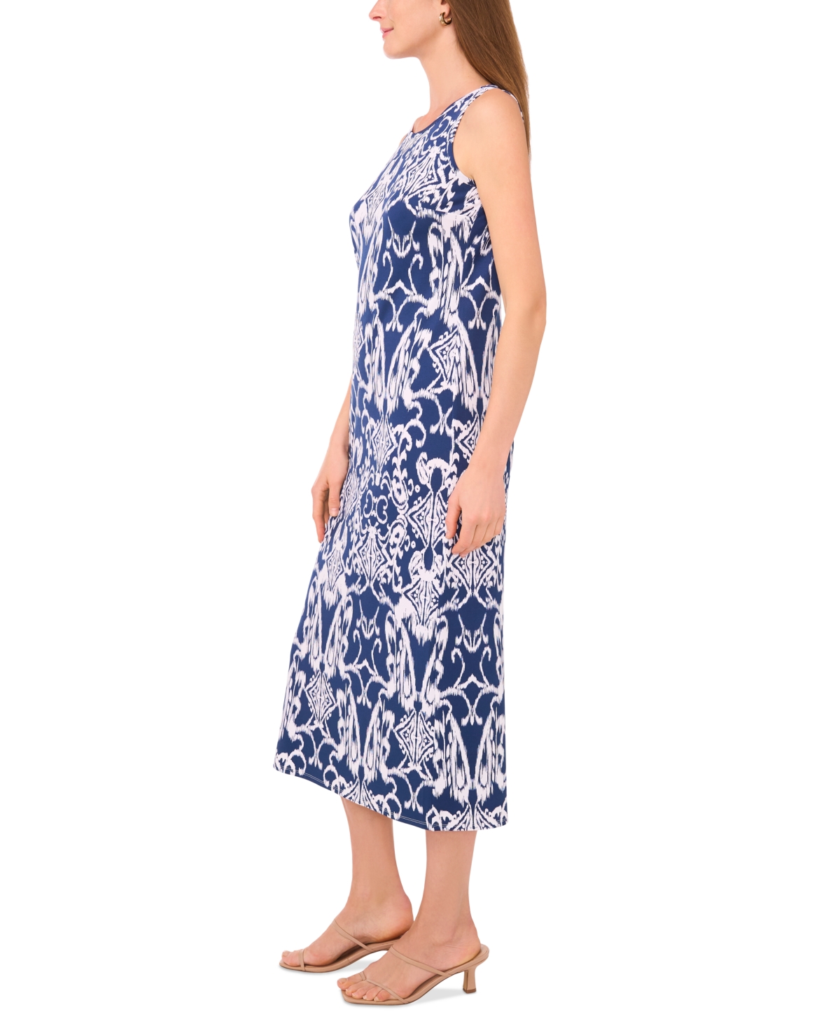 Msk Petite Printed Keyhole-back Sleeveless Maxi Dress