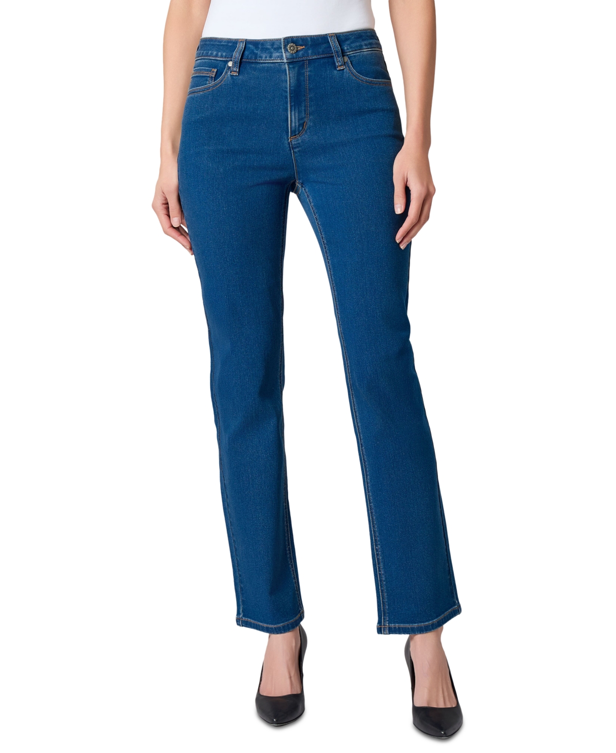 Women's Mid-Rise Straight-Leg Jeans - Shore Wash