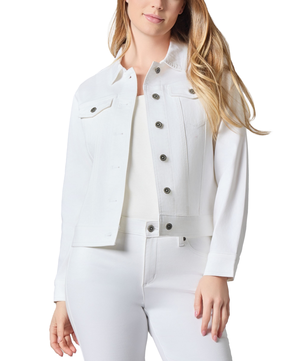 Women's Denim Trucker Tab-Hem Jacket - Soft White