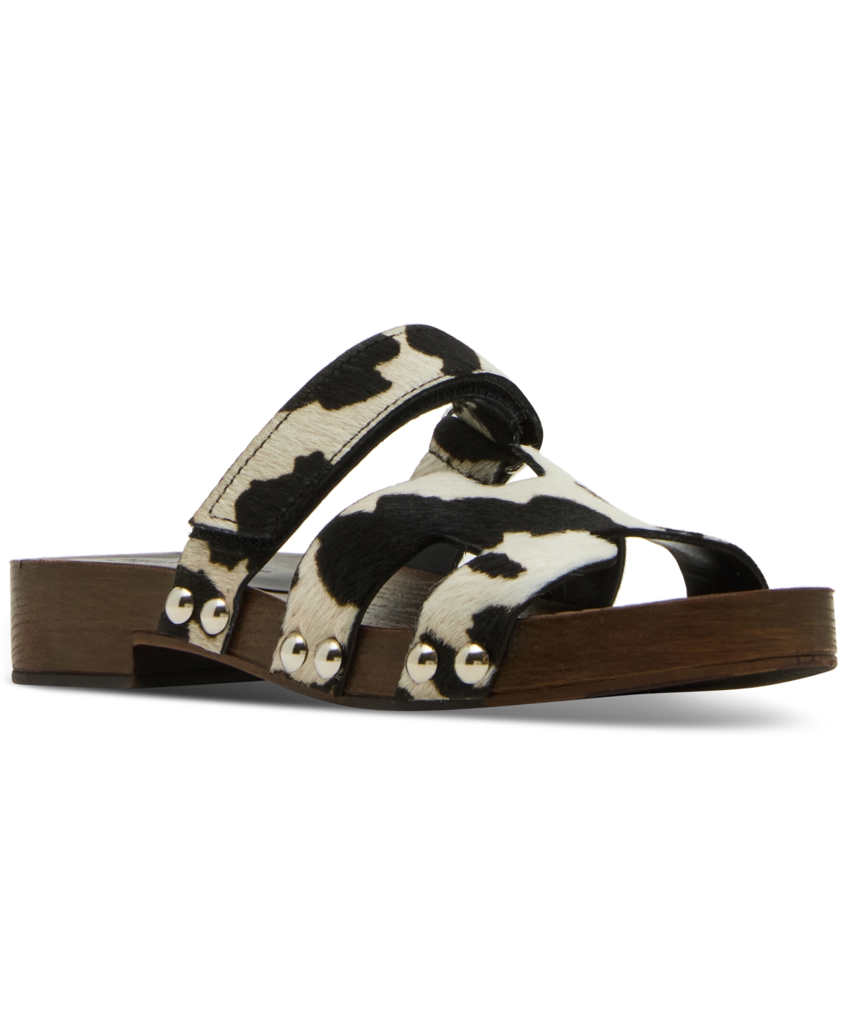 Women's Canal Wooden Platform Slide Sandals - Cow Print Calf Hair