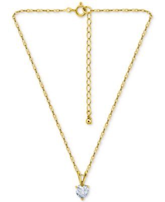 Cubic Zirconia Heart Pendant Necklace in 18k Gold-Plated Sterling Silver (also in Sterling Silver), 16" + 2" extender, Exclusively at Macy's