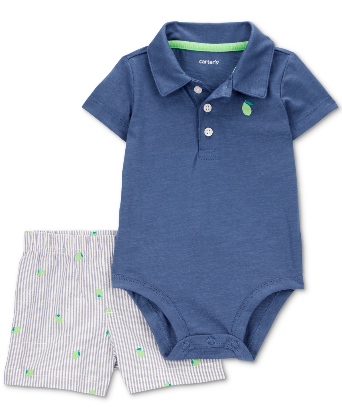 Shop Carter's Baby Boys Cotton Polo Bodysuit & Striped Shorts, 2 Piece Set