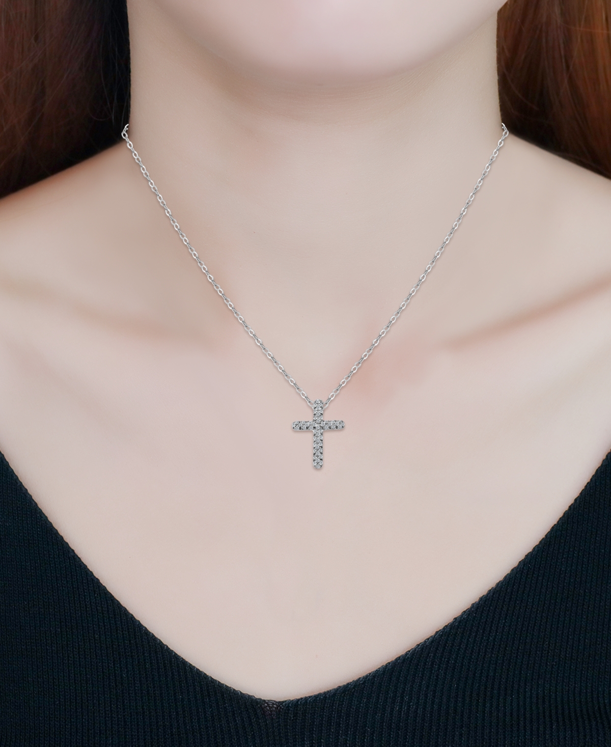 Giani Bernini Cubic Zirconia Cross Pendant Necklace, 16" + 2" Extender, Exclusively At Macy's