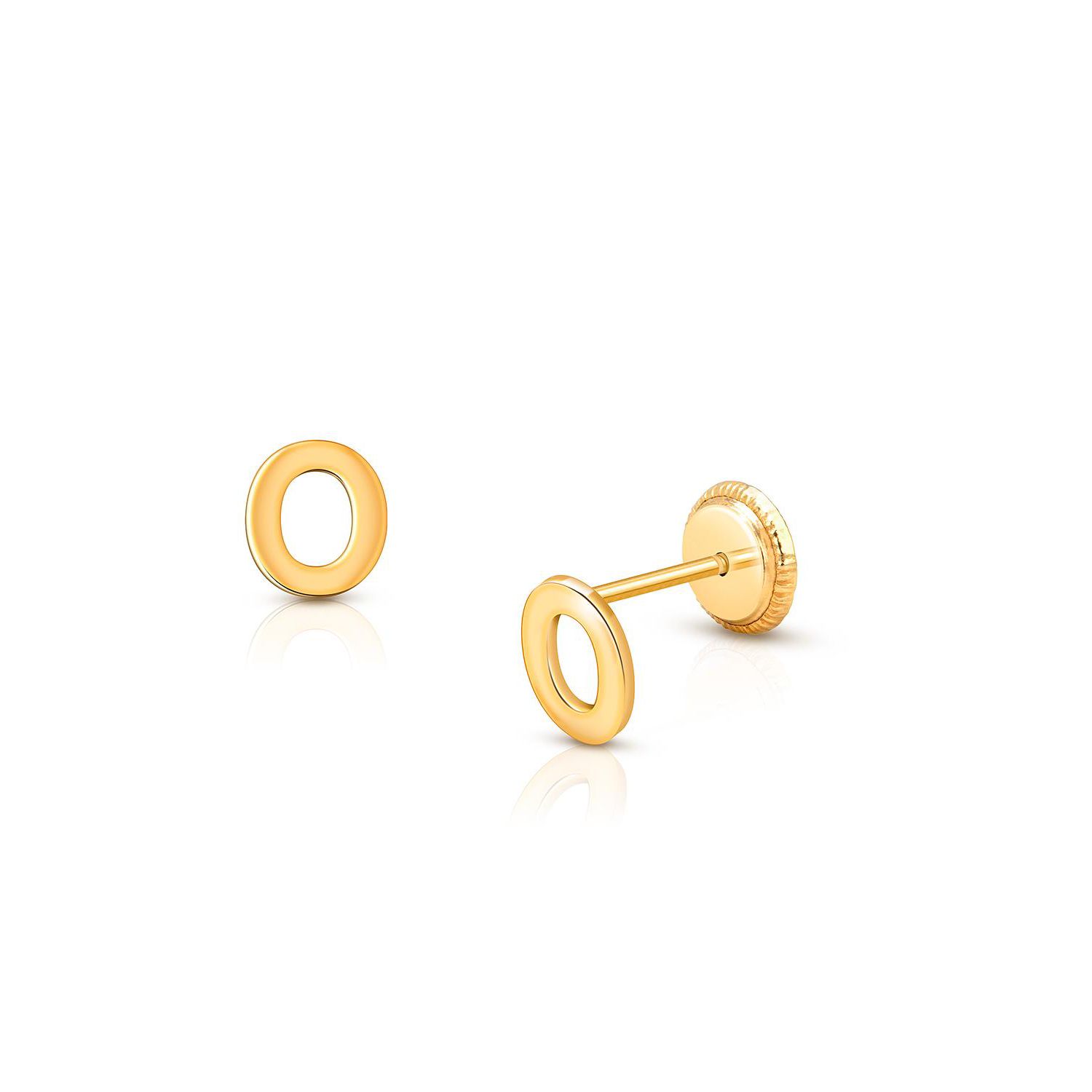 14K Gold Initial Stud Screw Back Earrings