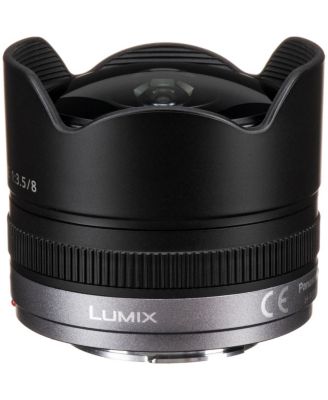 Lumix G Fisheye 8mm f/3.5 Lens for Micro Four Thirds, Bundle with Cleaning Kit, Lens Case, Lens Cleaner, Lens Cap Tether, Software Kit