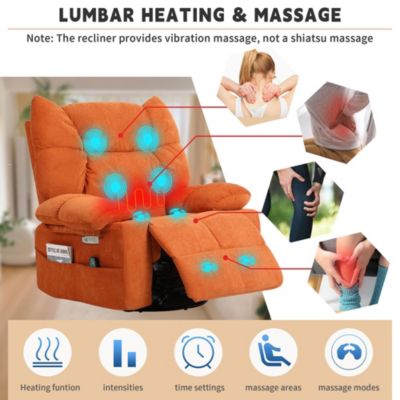 Swivel Power Recliner, Rocking Glider Chair with Massage & Heat