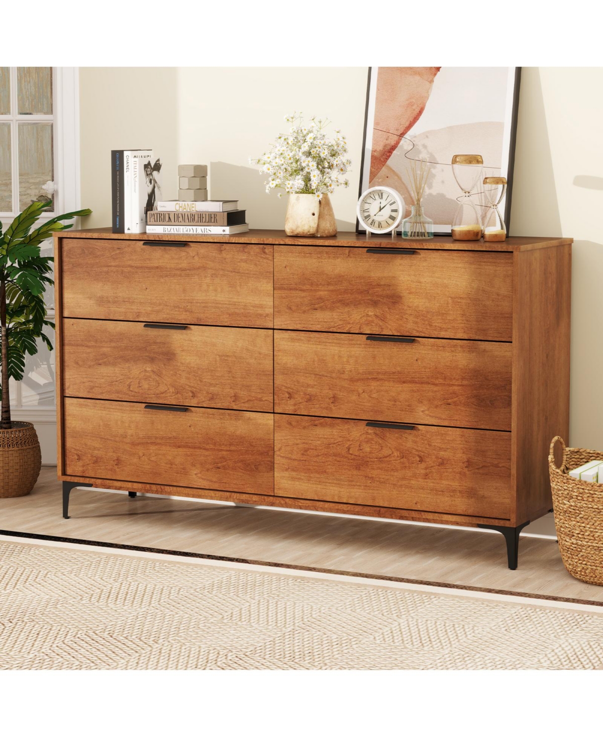 6-Drawer Dresser with Interlock System – Spacious Storage for Bedroom or Living Room