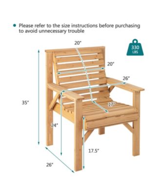 Outdoor Solid Fir Wood Chair with Inclined Backrest