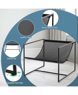 2PCS Sling Accent Chairs Metal Framed Armchairs with Removable Sponge Cushions