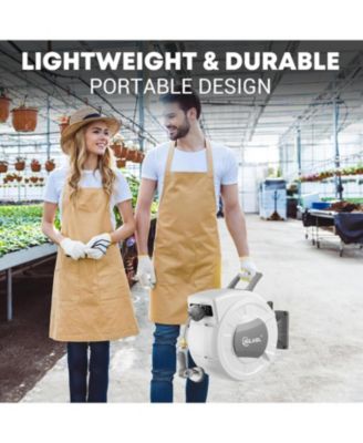 Retractable Garden Hose Reel, 1/2 in x 100 ft Wall Mounted Garden Hose Reel, with 10 Pattern Nozzle, Any Length Lock, Slow Return System, 180°Swivel Bracket