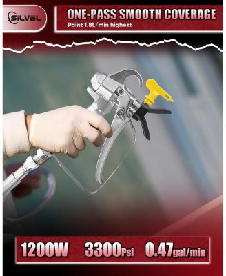 Airless Paint Sprayer, 1200W High Efficiency Airless Sprayer, 3300 PSI Electric Paint Sprayer Machine with Extension Rod for Interior Exterior Furniture, Fence, Home, House