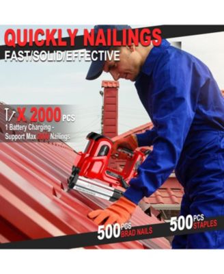 18 Gauge Cordless Brad Nailer, 2 in 1 Cordless Nail Gun/Electric Stapler, 2  21V Battery Powered Nail Gun, Fast Charging for Woodworking,Home Improvement