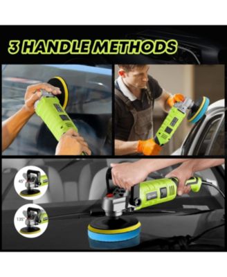 Buffer Polisher, 1600W 7 Inch/6 Inch Polisher for Car Detailing, Wax Machine, 7 Variable Speed, with 6 Foam Pads, 3 Wool Pads, Packaging Bag, for Boat Polishing and Waxing