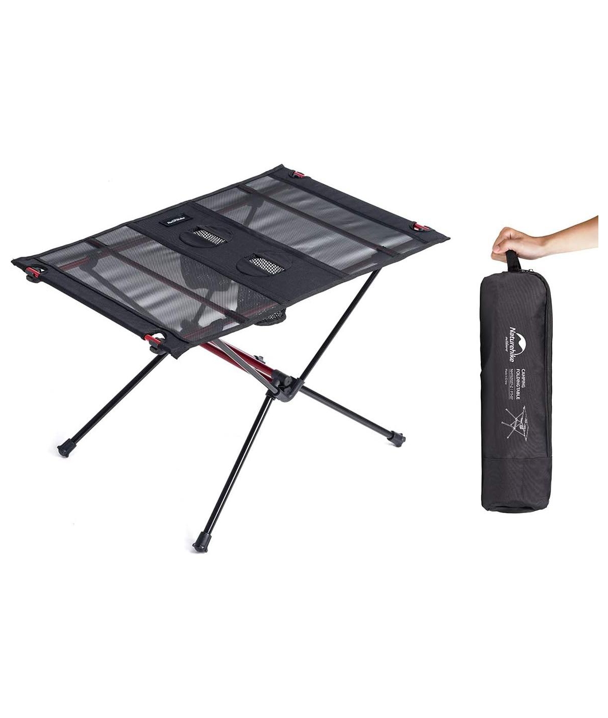 Ultralight Camping Table, Portable Backpacking Table with Carry Bag & Cup Holder, Folding Mesh Camp Table for Camping Picnic Beach Fishing