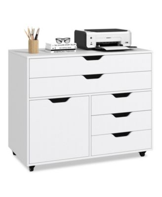 Vertical 5-Drawer Mobile Chest with Door and 5 Casters – Modern Storage Cabinet for Bedroom or Office