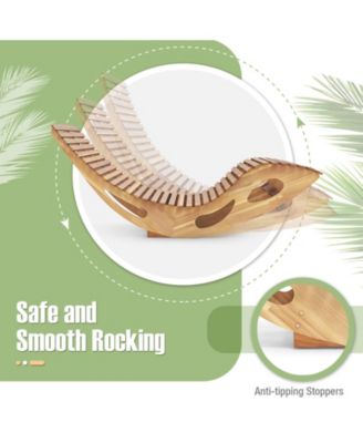 Slatted Acacia Wood 2-Seat Patio Rocker Sunbed with Ergonomic Curved Seat