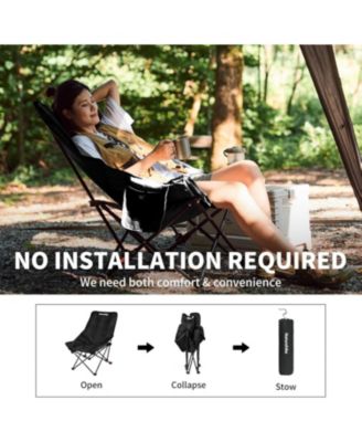 Seastar Padded Camping Chair, Oversized 2-Position Adjustable Folding Chair, Portable Camp Chair with Side Pocket & Carry Bag